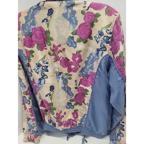 Hunt Club Vintage 90’s 100% Silk Floral Zipper Track jacket Sz Med Y2K - Picture 12 of 13